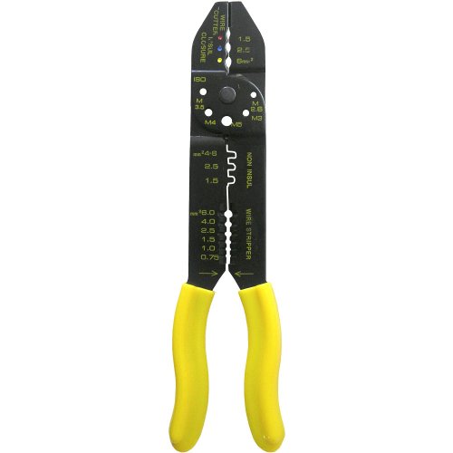 Фото Инструмент для обжима изолированных кабельных наконечников, снятие изоляции и резка проволоки e.tool.crimp.hs.313 Электробаза