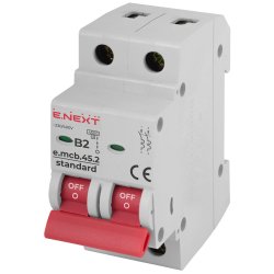 Модульний автоматичний вимикач e.mcb.stand.45.2.B2, 2р, 2А, 4,5кА