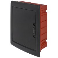 Фото Корпус пластиковый на 24 модулей e.plbox.pro.w.24b.black встроенный, черный с непрозрачной дверцей