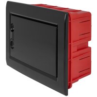 Фото Корпус пластиковый на 8 модулей e.plbox.pro.w.08b.black встроенный, черный с непрозрачной дверцей