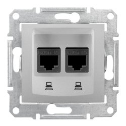 Розетка двойная компьютерная rj45 utp категория 5e Schneider Electric Sedna алюминий