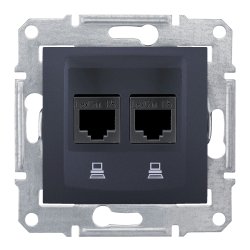 Розетка двойная компьютерная rj45 utp категория 5e Schneider Electric Sedna графит