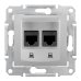 Ещё фото Розетка двойная компьютерная rj45 stp категория 5e Schneider Electric Sedna алюминий