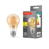 Фото LED лампа TITANUM Filament A60 7W E27 2200K бронза 25521