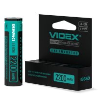 Фото Аккумулятор Videx литий-ионный 18650-P (защита) 2200mAh color box/1шт 23582