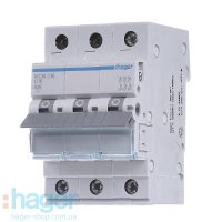 Фото Автоматический выключатель 3P 6kA C-16A 3M Hager Электробаза