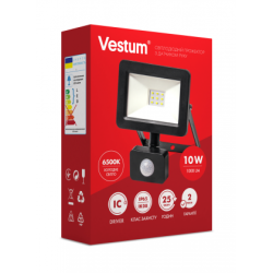 Світлодіодний прожектор с датчиком руху Vestum 10W 1 000Лм 6500K 175-250V IP65 1-VS-3009