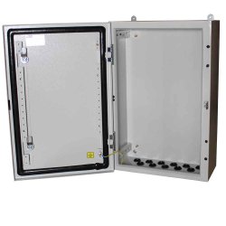 Бокс монтажный навесной BW t=1,0-(300х400х150) IP54 У2 без панели, металл. замок (с сальниками)