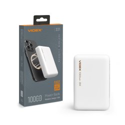 Повербанк з бездротовою зарядкою 10000mAh VIDEX VPB-331 PD20W White 28294