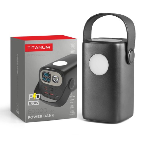 Так выглядит Повербанк 60000mAh TITANUM WC60 PD100W Black 28499 Фото Повербанк 60000mAh TITANUM WC60 PD100W Black 28499 Электробаза