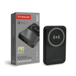 Повербанк з бездротовою зарядкою 10000mAh TITANUM MA02 22.5W Black 28286