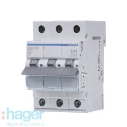 Автоматичний вимикач 3P 6kA B-40A 3M Hager
