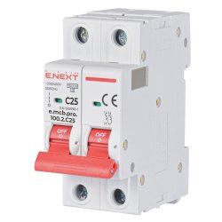 Модульный автоматический выключатель e.mcb.pro.100.2.C25, 2p, 25A, C, 10kA