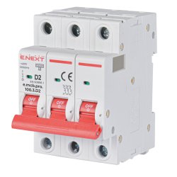Модульный автоматический выключатель e.mcb.pro.100.3.D2, 3p, 2A, D, 10kA
