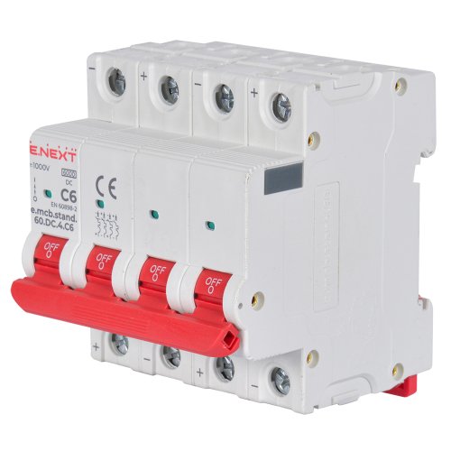Так выглядит Модульный автоматический выключатель e.mcb.stand.60.DC.4.C6, 4р, 6А, C, 6кА, DC Фото Модульный автоматический выключатель e.mcb.stand.60.DC.4.C6, 4р, 6А, C, 6кА, DC Электробаза
