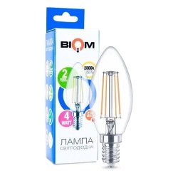 Лампы BIOM Filament 4Вт C35 E14  теплий білий