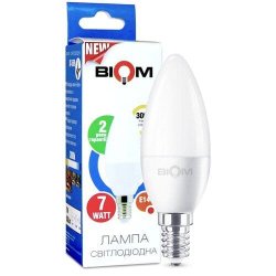 Лампы BIOM smd 7Вт C37 E27  теплий білий