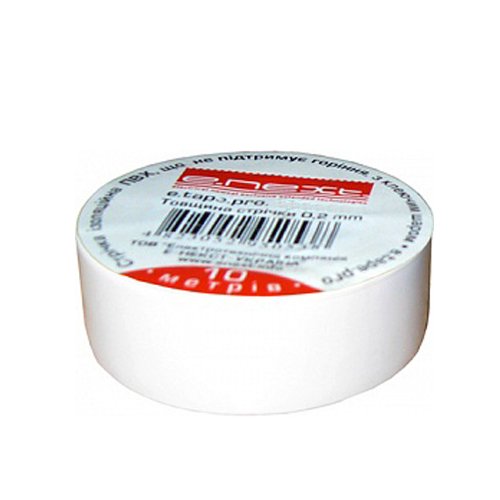 Фото Изолента из самозатухающего ПВХ, белая, 20м, e.tape.pro.20.white Электробаза