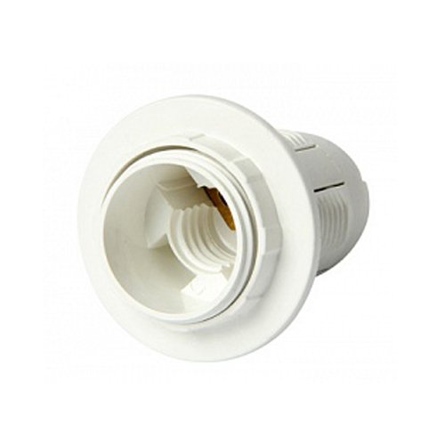 Фото Патрон электрический E14, пластиковый с гайкой, белый, e.lamp socket with nut.E14.pl.white Электробаза