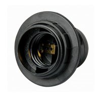 Фото Цоколь Е27 электрический пластиковый с гайкой черный e.lamp socket with nut.E27.pl.black