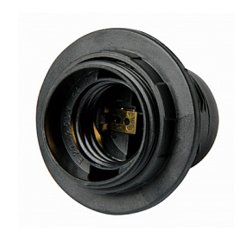 Цоколь Е27 электрический пластиковый с гайкой черный e.lamp socket with nut.E27.pl.black