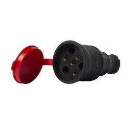 Розетка силовая, 4п., 25А, с защитной крышкой, переносная, e.socket.rubber.031.25