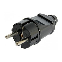 Вилка электрическая 16А с ж/к прямая черная e.plug.straight.004.16