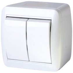 Выключатель двухклавишный света для наружного монтажа IP44 e.aqua.1112.gr