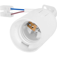 Фото Патрон пластиковый подвесной e.lamp socket pendant..E27.pl.white, Е27, с кабелем 15см и клеммным кол.
