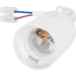 Патрон пластиковый подвесной e.lamp socket pendant..E27.pl.white, Е27, с кабелем 15см и клеммным кол.